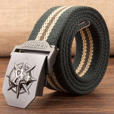 

Trend new Automatic Buckle Unisex belt Stripe Canvas Weaving Multifunction Men belt casual youth student belt