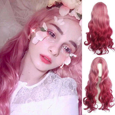 

〖Follure〗Lady Sexy Gradient Red Party Wigs Long Curly Wavy Synthetic Fiber Cosplay Wig