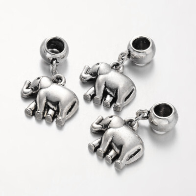 

Elephant Tibetan Style Alloy European Dangle Beads Antique Silver 33mm Hole 5mm