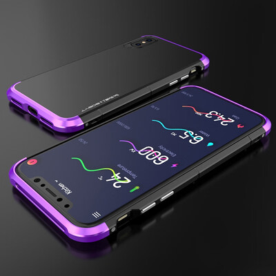

Luxury For Apple iPhone X Case 360 Full Protection 3 in 1 Aluminum Metal PC Hard Slim Hybrid Slim Back Case Cover For iPhone X