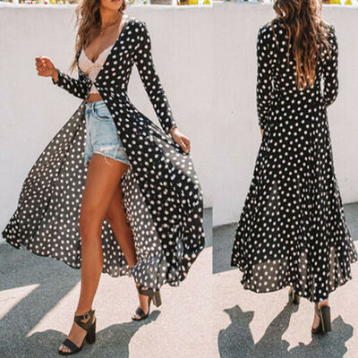 

Womens Floral Boho Holiday Long Maxi Dress Duster Cardigans Loose Tops