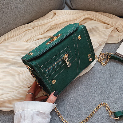 

French small bag female 2019 new wave Korean fashion rivet chain bag wild single shoulder slung small square bag