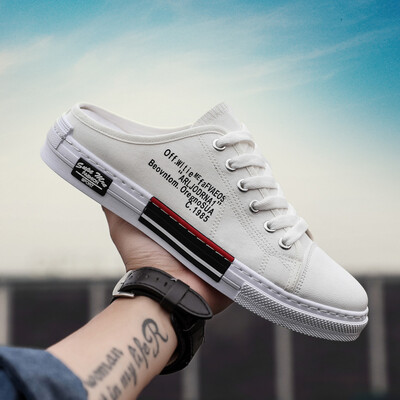 

Semi-slipper mens summer non-slip outdoor beach shoes with no heel&semi-lazy canvas slippers mens sandals to wear outside