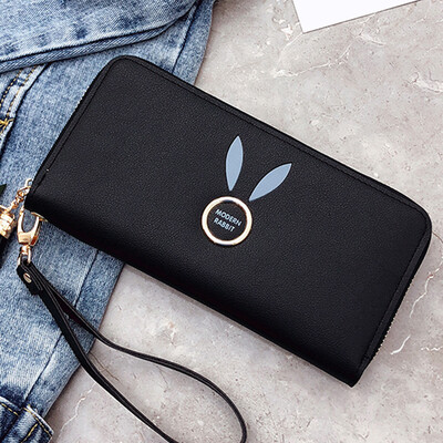 

Women holding wallets 2019 new Korean solid color zipper change clip wrist phone bag