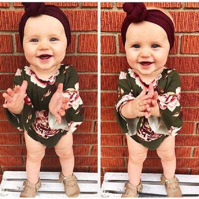 

Newborn Kid Baby Girls Flare Sleeve Flower Bodysuit Romper Jumpsuit Outfits 0-2T