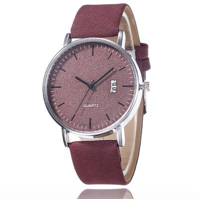 

Fashion Nordic style leather men&women watch frosted dial simple calendar watch quartz watch