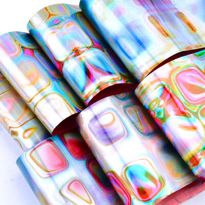 

〖Follure〗16PcsSet Holographic Nail Transfer Stickers Gradient Maze Nail Foils DIY Tips