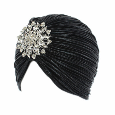 

New Woman Fashion Noble Gold Wrinkle with Diamond Hat