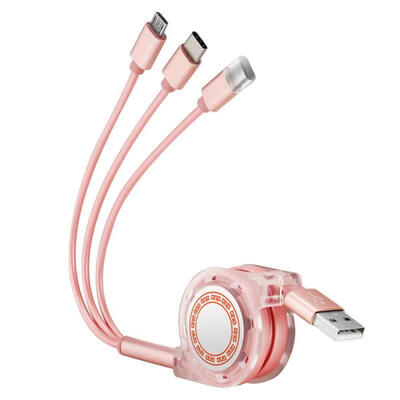 

Portable 3 In 1 TPE USB Data Line 3A Efficient Fast Charging Cable For Android Apple IPhones-1m