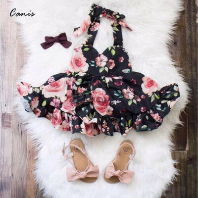 

Toddler Kids Baby Girls Flower Party Pageant Princess Gown Tutu Dress Sundress