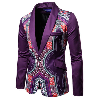 

Cloudstyle Mens national print suit two-piece suit top pants 11643