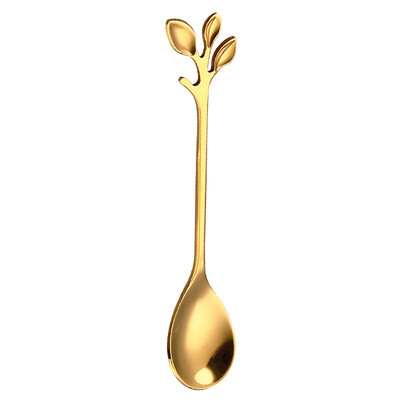 

Toponeto Three-dimensional Leaf Handle Coffee Spoon Fruit Fork Cutlery Kitchen Tableware
