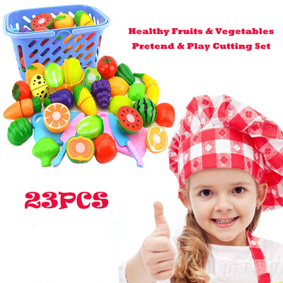 

Kids Pretend Role Play Kitchen Fruit Vegetable Food Toy Cutting Set Gift HOTSale