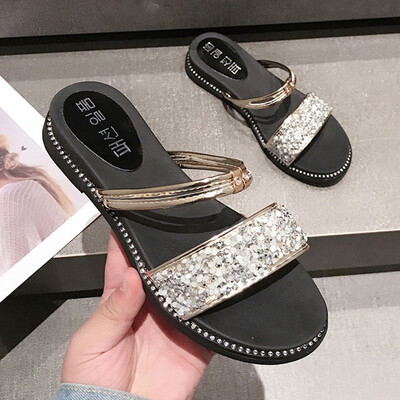 

Sandals flat sole Korean edition one shoe two-heeled shoes simple&easy to wear Chic studentssandals in summer