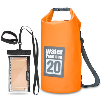 

5L 10L 15L 20L Outdoor Waterproof Dry Backpack Roll-top Floating Bag with 63 Waterproof Phone Case for Kayaking Rafting B