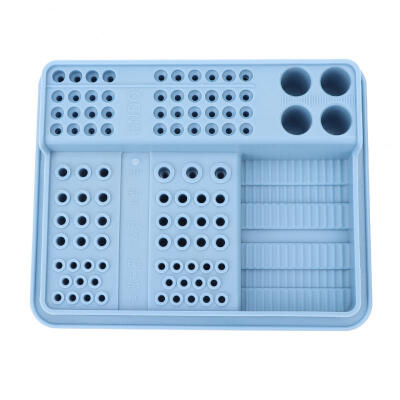 

Greensen Burs Dental Block Support Station with Anti-dust Lid Holder Durable Sterilization Box Blue