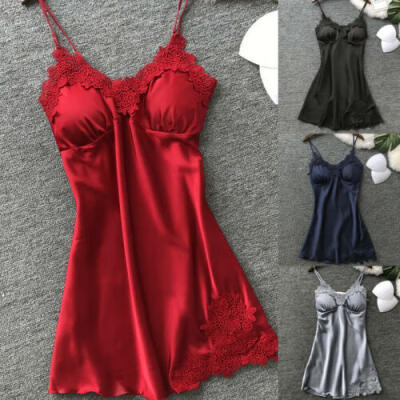 

Women Satin Lace Sleepwear Babydoll Lingerie Nightwear Shorts Pjs Pyjamas Set