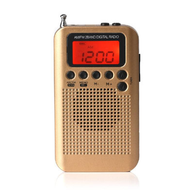 

HRD-104 Portable AM FM Stereo Radio Pocket 2-Band Digital Tuning Radio Mini Receiver Outdoor Radio w Earphone Lanyard 13 Inch