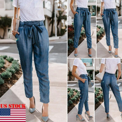 

New Women Fashion Pure Color Loose Leisure Hot Sales Jeans Ladies Pants