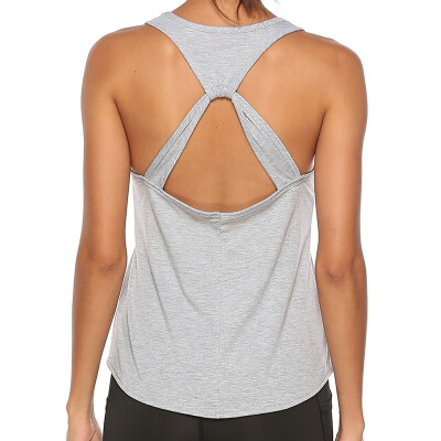 

Womens Fashion Casual Quick-dry Sports Fitness Yoga Loose Back Hollow Mesh Sleeveless Tank Top