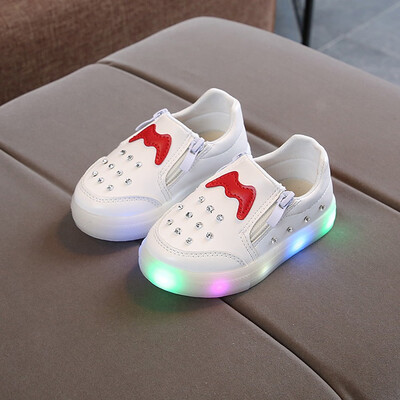 

Children Baby Girls Boys Crystal Led Light Luminous Running Sport Sneaker Shoes