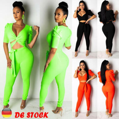 

Frauen Bandage Crop Tops Hosen Set Clubwear Beiläufige 2 Stücke Overall Overall