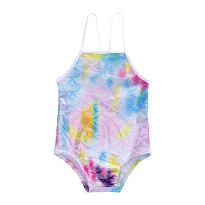 

Fish Scales Printed Children One Piece Swimsuit Bathing Suit Girl Beachwear