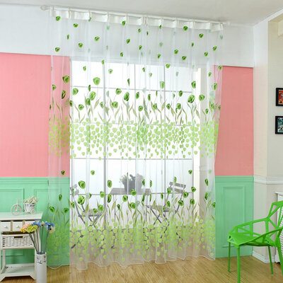 

Window Curtain Tulips Flowers Tulle Drapes Voile Panel Home