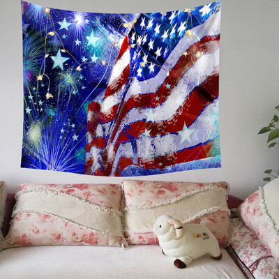 

Toponeto Independence Day Print Family Tapestry Light String Combination Wall Decoration