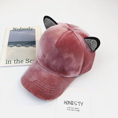 

Cute hat soft girl cat ear baseball cap Korean version autumn&winter sweet&versatile fashionable new student cap