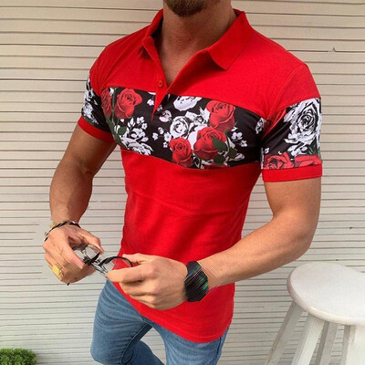 

Fashion Summer Men Hawaiian Shirts Floral Short Sleeve Lapel T-shirt Casual Top