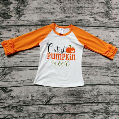 

Halloween Infant Kids Baby Girl Pumpkin Print Ruffle T-shirt Tops Outfit Clothes