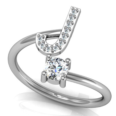 

26 Letter Silver Ring Solitaire Crystal Wedding Day Party Ring Jewelry for Women