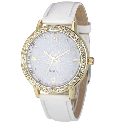 

〖Follure〗Fashion Women Diamond Analog Leather Quartz Wrist Watch Watches Black