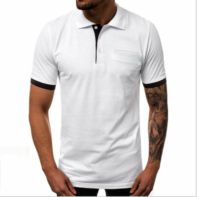 

New Style Men Shirt Plain Top Casual Short Sleeve V-Neck Sport T-shirt Tee