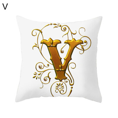 

Golden Alphabet Printed Pattern Pillow Case Cushion Cover Home Sofa Car Decor