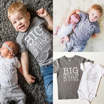 

Fashion Big Brother Little Sister Kids Toddler Boys Baby Girls Cotton Tops T-shirtRomper Clothes