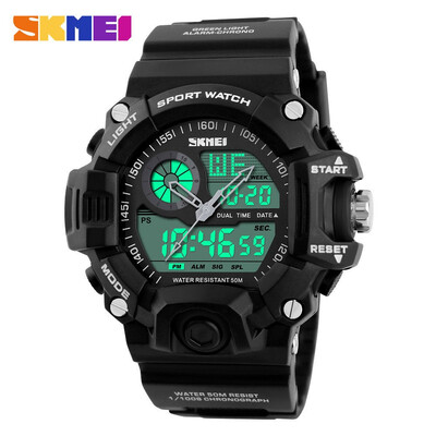 

SKMEI Mens Waterproof Sport Army Alarm Date Analog Digital Black Wrist Watches