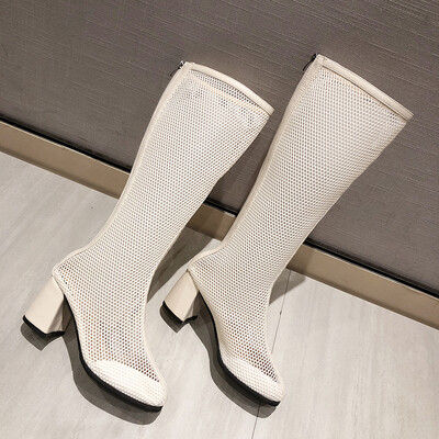 

Summer hollowed-out mesh yarn 100 high mesh boots long heel hollowed out long boots