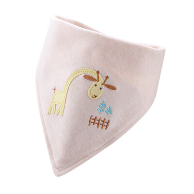 

44531cm Baby Saliva Towel Newborn Cotton Double-Layer Buckle Triangle Scarf Children Stereo Embroidery Cartoon Bib