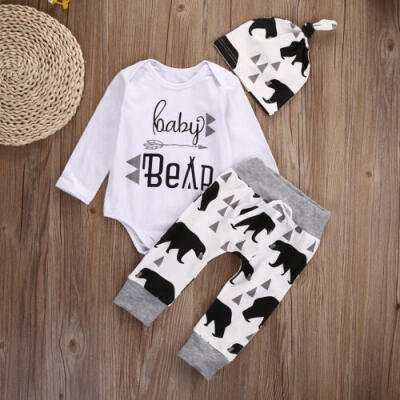 

Newborn Baby Boys Clothes Deer Tops T-shirt Pants Leggings Hat 3pcs Outfits Set