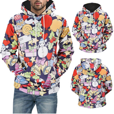 

Toponeto Mens Casual Christmas 3D Print Long Sleeve Zip Hooded Sweater Jacket Coat