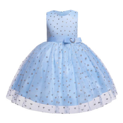 

Elegant Heart Pattern Bowknot Kids Tutu Dress Girl Summer Princess Dresses