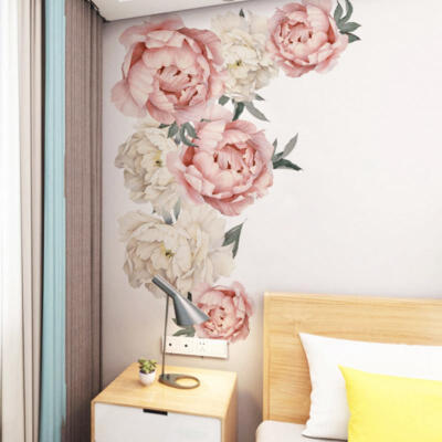 

Greensen Peony Flower Pattern Wall Stickers Art Applique Bedroom Decoration Background Sticker