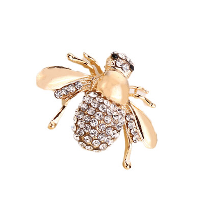 

Crystal Rhinestone Bee Brooch Pin Suit Women Shirt Collar Pin Gold Silver Plated