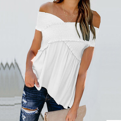 

2019 Fashion Women Summer Loose Elastic Short Sleeve Casual Tops T-Shirt Blouse