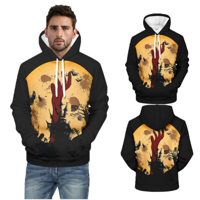 

Toponeto Mens New Casual Cary Halloween 3D Printed Long-Sleeved Hooded Sweater Coat