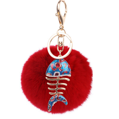 

Creative Smart Fishbone Keychain Rex Rabbit Plush Pendant Bag Mobile Phone Charm Fashion Pendant