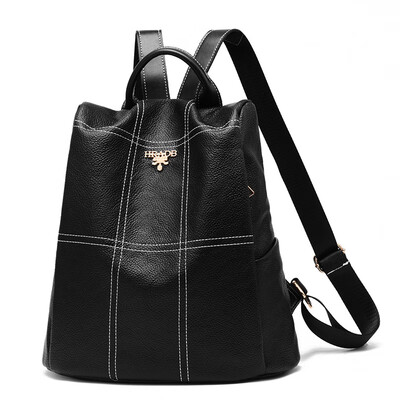 

2018 new simple fashion anti-theft washed leather backpack female Korean version of the soft leather tide female college wind backpack female