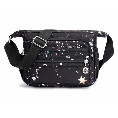 

Nylon Oxford printed one-shoulder bag with star pattern Handbag